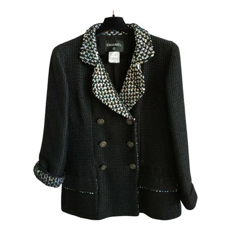 veste noire chanel|pre owned chanel jacket.